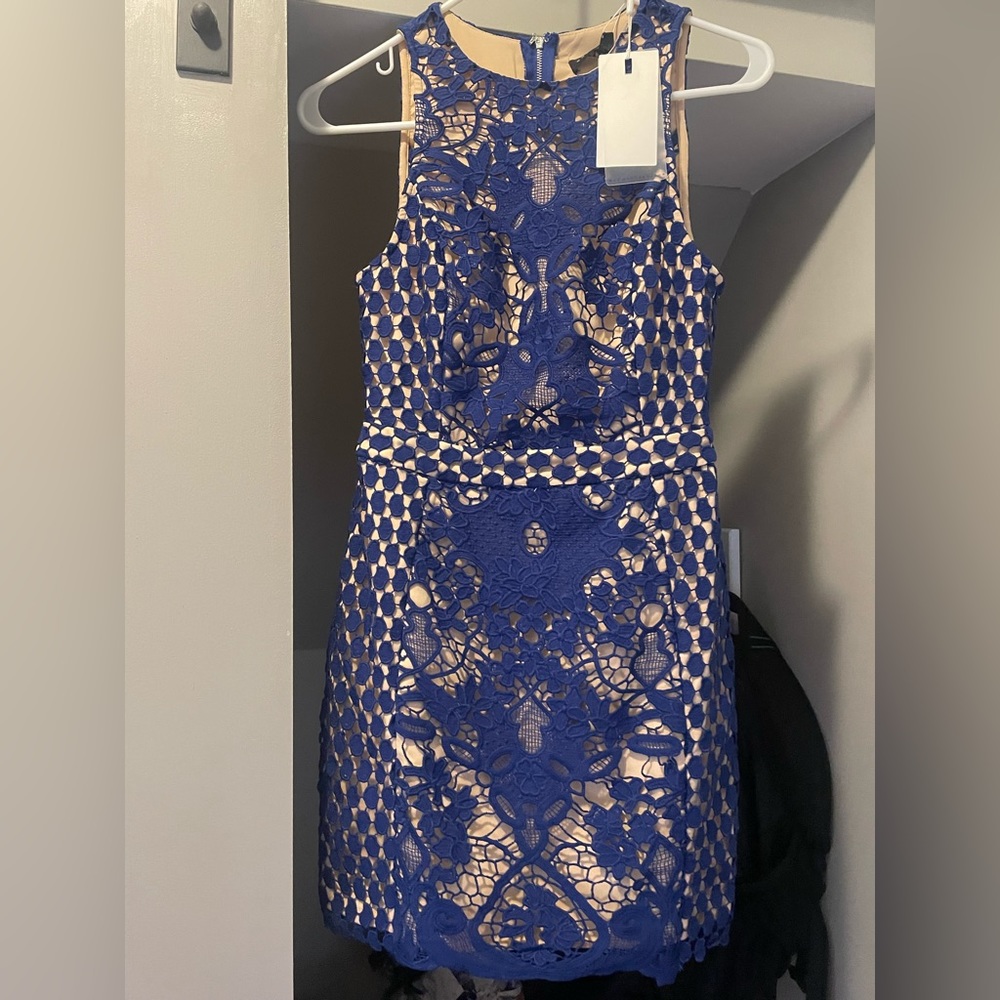 Blue Endless Rose fitted dress with back cut out - XS with tags